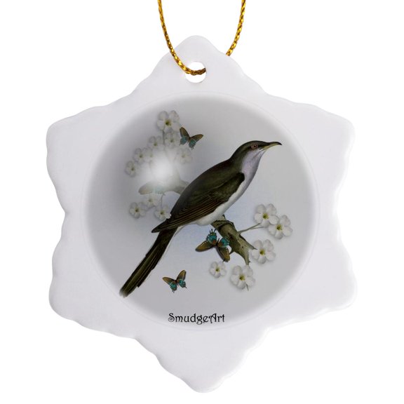 3drose, Cuckoo, 3 inch Snowflake Porcelain Ornament