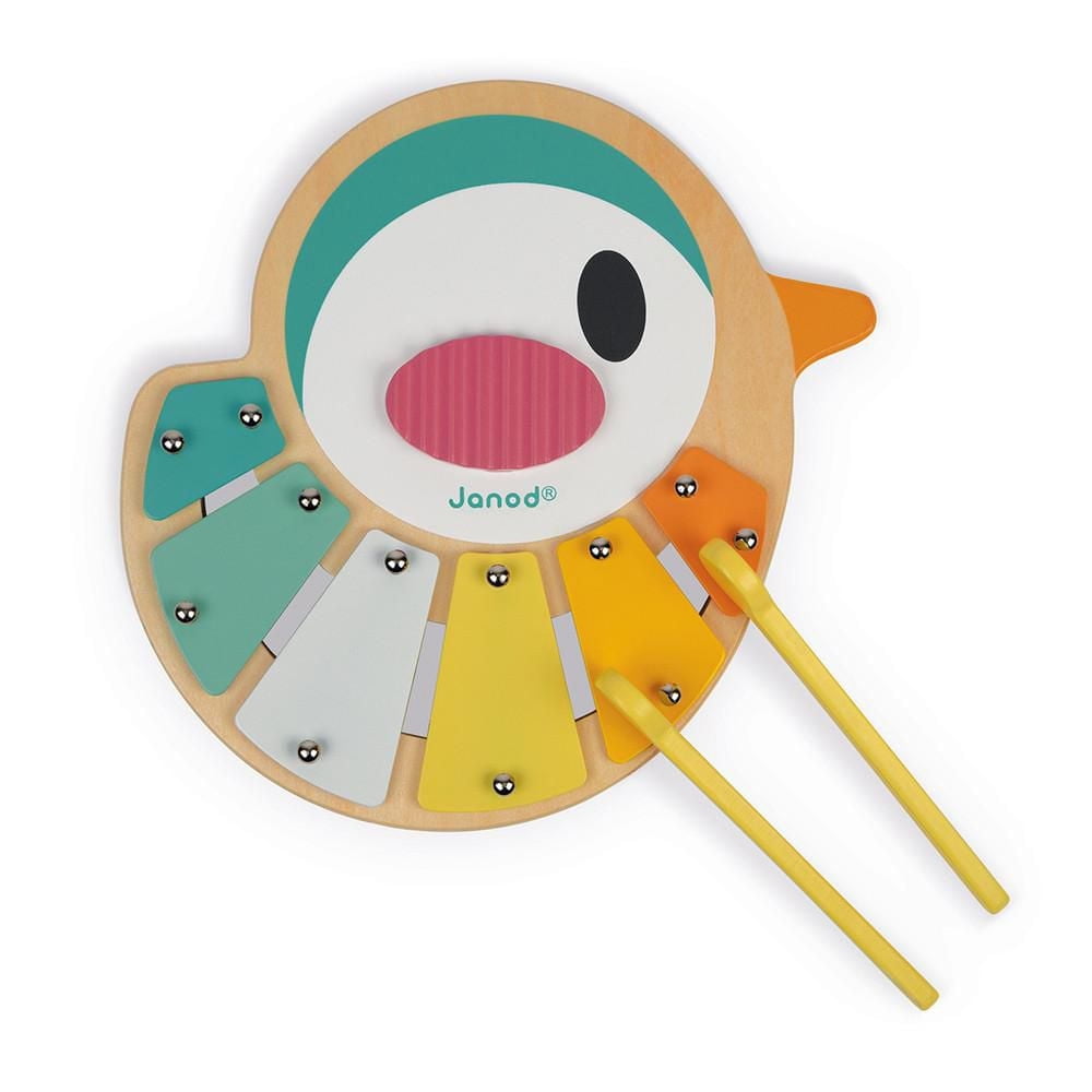 Janod - Pure - Bird Xilophone - Colourful  Musical Development Toy - For Babies and Toddlers - From 12 Months - Multilingual - J05163.