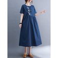 thumbnail image 2 of Robe Ample pour Femmes avec Poches Manches Courtes Robe Décontractée de Vacances, 2 of 8