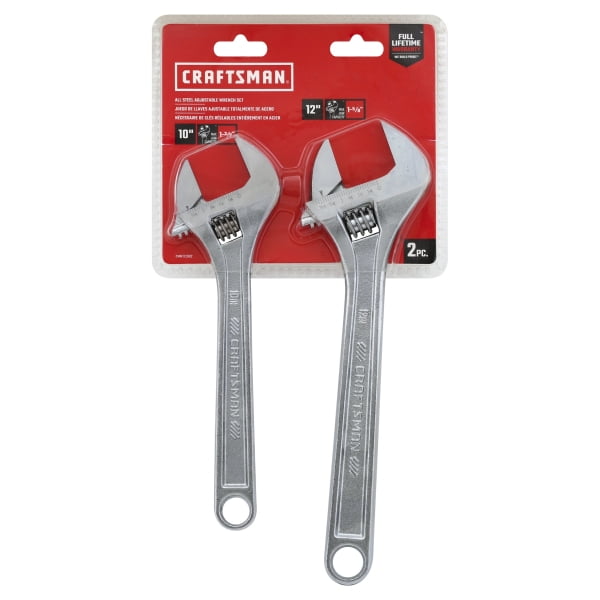 Hand Wrenches Craftsman 2 Piece Adjustable Wrench Set 10 And 12 Inch