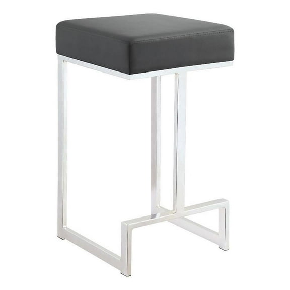 Pemberly Row 25" Modern Faux Leather Counter Height Stool in Gray