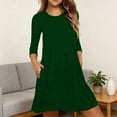 thumbnail image 2 of gakvbuo Summer Dress For Women Mini Dress Tunic Dress Womens Solid Color Round Neck 3/4 Sleeve Loose Mid Calf Nightgown, 2 of 8