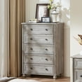 thumbnail image 4 of Leyaoyao 5 Drawer Dresser for Bedroom, 45" Tall Chest of Drawers, Farmhouse Vertical Dresser with 4 Wooden Legs for Bedroom, Living Room, Gray, 4 of 6