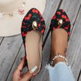 thumbnail image 5 of Women's Cherry Print Ruched Ballet Flat Shoes Low Top Pointed Toe Metal Decora Slip On Casual Walking Dressy Loafers, 5 of 7