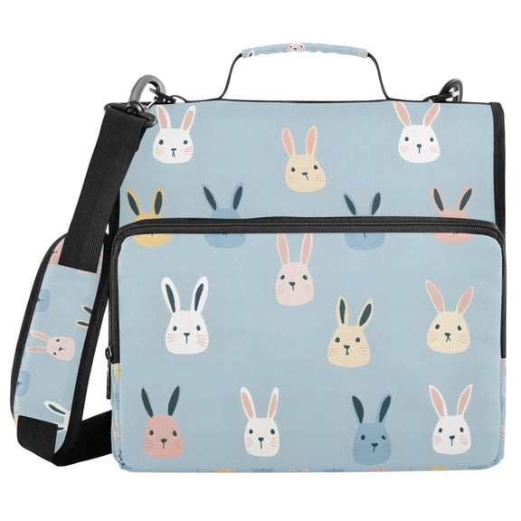 FORMRS Zipper Binder with Shoulder Strap 2-inch Ring 500 Sheet Capacity File Bag, Blue Rabbits
