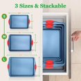 thumbnail image 2 of NutriChef, Bakeware Set, Baking Sheets, Cookie Sheets, Sheet Pan, Baking Tray, Nonstick, Blue Carbon Steel Baking Set, Professional Kitchen Oven Trays, Roasting Pans, 3 pc., 2 of 4