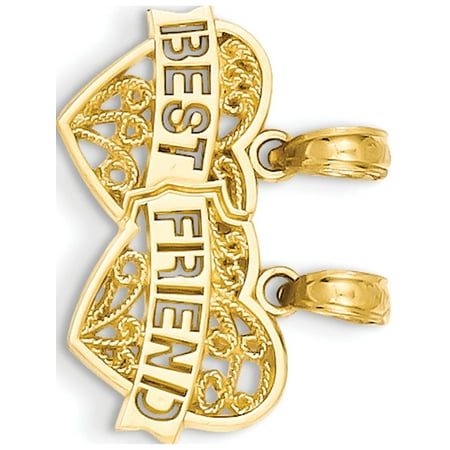 Leslies Fine Jewelry Designer 14k Yellow Gold Best Friend Breakable Double Hearts (19x15mm) Pendant