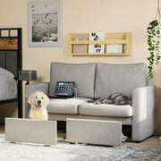 LIKIMIO Loveseat Sofa with Drawer & Charging Port, Bedroom Couches, Grey