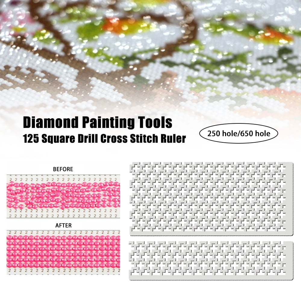 310*3.8*3mm teyiwei Diamond Painting Drawing Ruler,Dot Drill Diamond Embroidery Mesh Ruler Stainless Steel Ruler Tool,Painting Embroidery Pictures Art Craft Drawing Point Drill Embroidery Mesh Ruler 
