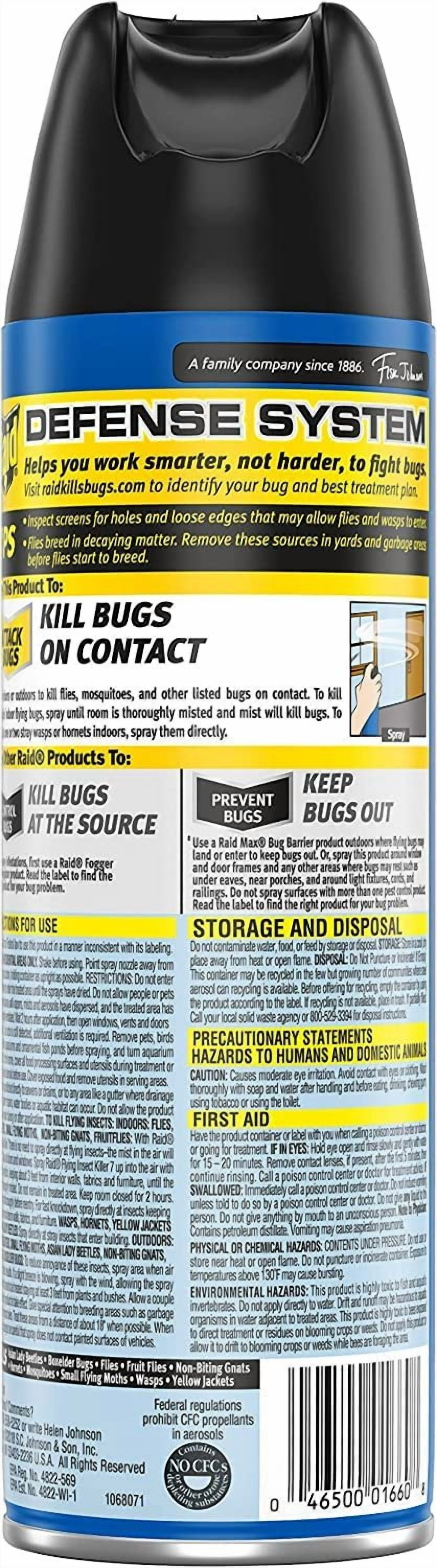 5-pack Raid Flying Insect Killer Aerosol Spray - Insecticide, Indoor/Outdoor Use - 15 Ounce, 5 Pack — Residential Use, Standard Application