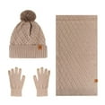 thumbnail image 3 of Hat Scarf Glove Sets Bmawag Touchscreen Gloves Women Cute Thick Hat Protectors Warm Ear Protection Windproof Cap Scarf Gloves Set Holiday Gifting on Clearance Khaki_#02, 3 of 6