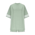 thumbnail image 3 of Women 2 Piece Sets Casual Short Sleeve Summer Shirts Elastic Waist Fashion Biker Shorts Loose Lightweight Comfy Breathable Tracksuit, 3 of 5