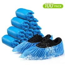 Tripumer 100 Pack Disposable Shoe Covers Non Slip Shoes Covers Waterproof and Recyclable Shoe Booties for Indoor Guest Visitor Real Estate Workplace Blue