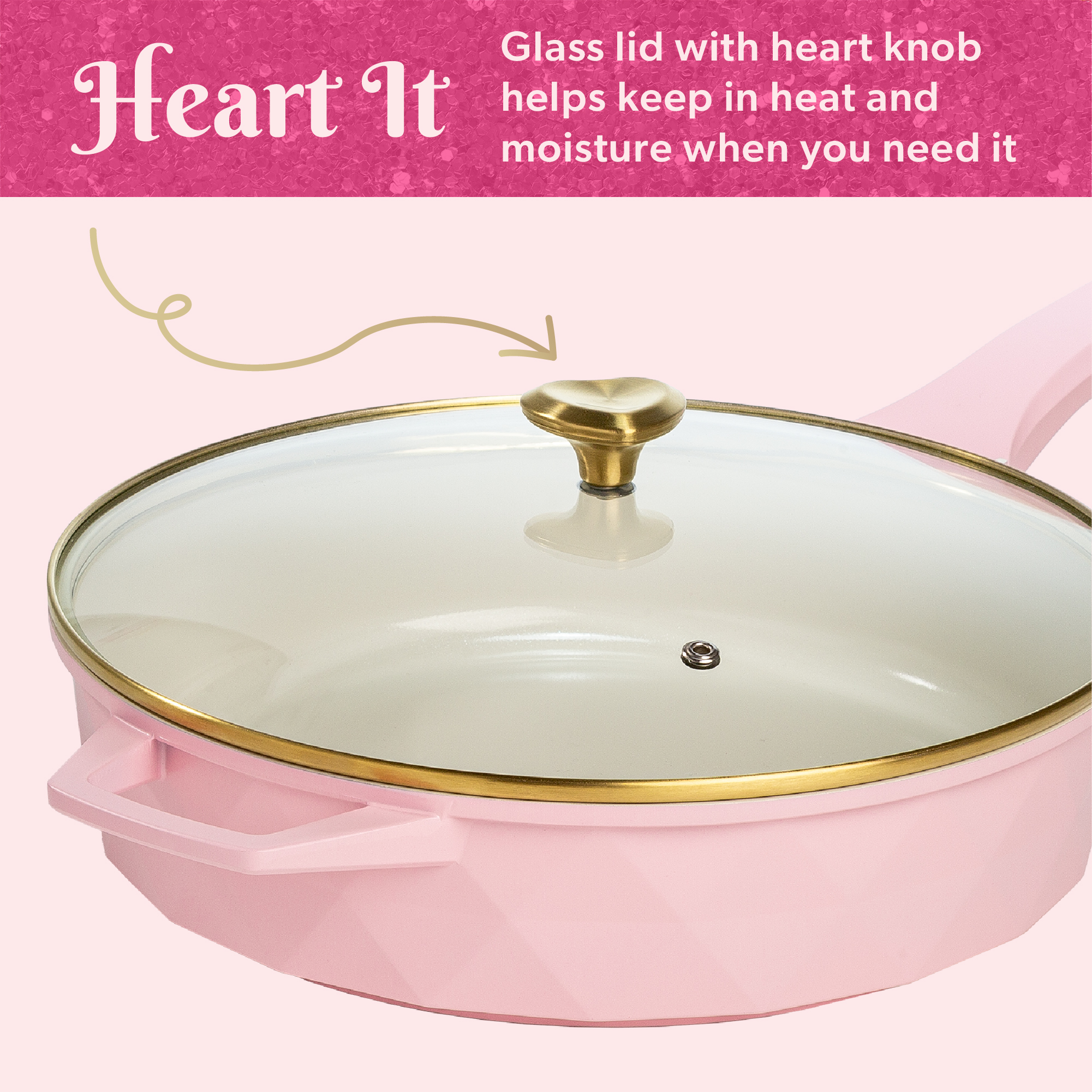Paris Hilton 4-Quart Ceramic Nonstick Jumbo Skillet, Pink photo 6