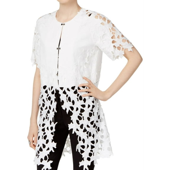 Chelsea and Theodore Womens Sheer Lace Jacket, White, Small