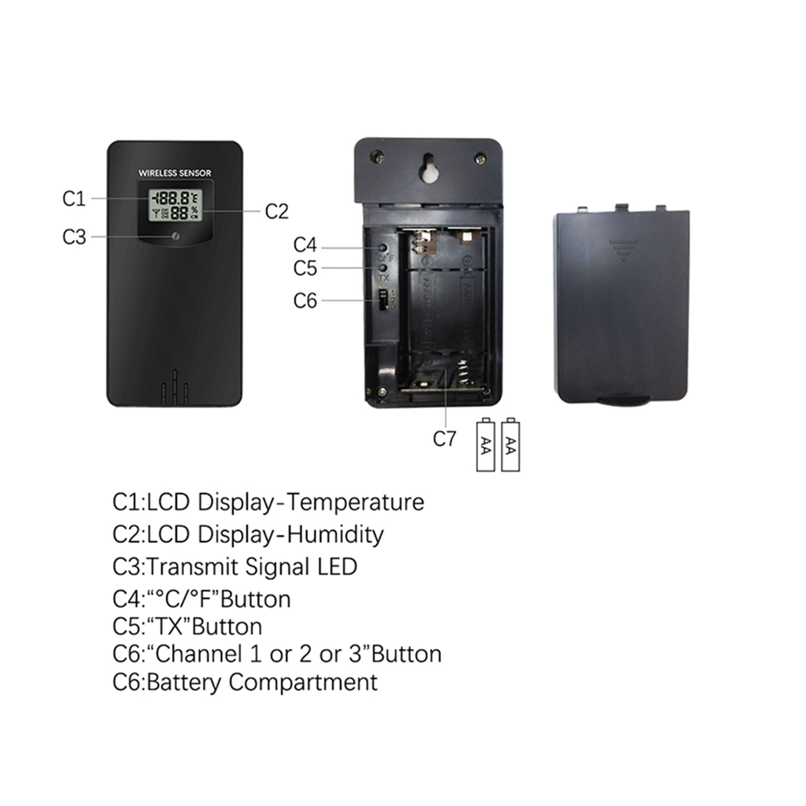 Weather Station Wireless Outdoor Temperature Humidity Sensor Accessories Match 3378/78A/88/74/79C/65/89/91/82 Indoor Receiver ,Enhanced Signal Transmission