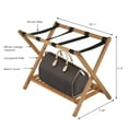 thumbnail image 5 of M&T Displays Beech Wood Folding Luggage Rack with Woolen Strips and Shelf for hotel, gym, spa, 200 lbs Carriage Capacity (Dark Wood, 18x30), 5 of 7