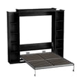 thumbnail image 3 of WIILAYOK Queen Size Murphy Bed Cabinet in Black with 5-Tier Storage Shelves, Foldable Platform Bed Wall Cabinet Bedframe for Small Space, Bedroom, Guest Room, 3 of 11