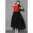 thumbnail image 3 of Beautiful Womens Black Taffeta Midi Pleated Skirt With Two Pocket Any Occasion, 3 of 5