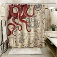 thumbnail image 4 of Vintage Nautical Octopus Shower Curtain Navy Blue Mermaid Funny Ocean Kraken Shower Curtains for Bathroom Anchor Coastal Map Waterproof Fabric Bath Curtain Decor with Hooks 72 x 72, 4 of 7