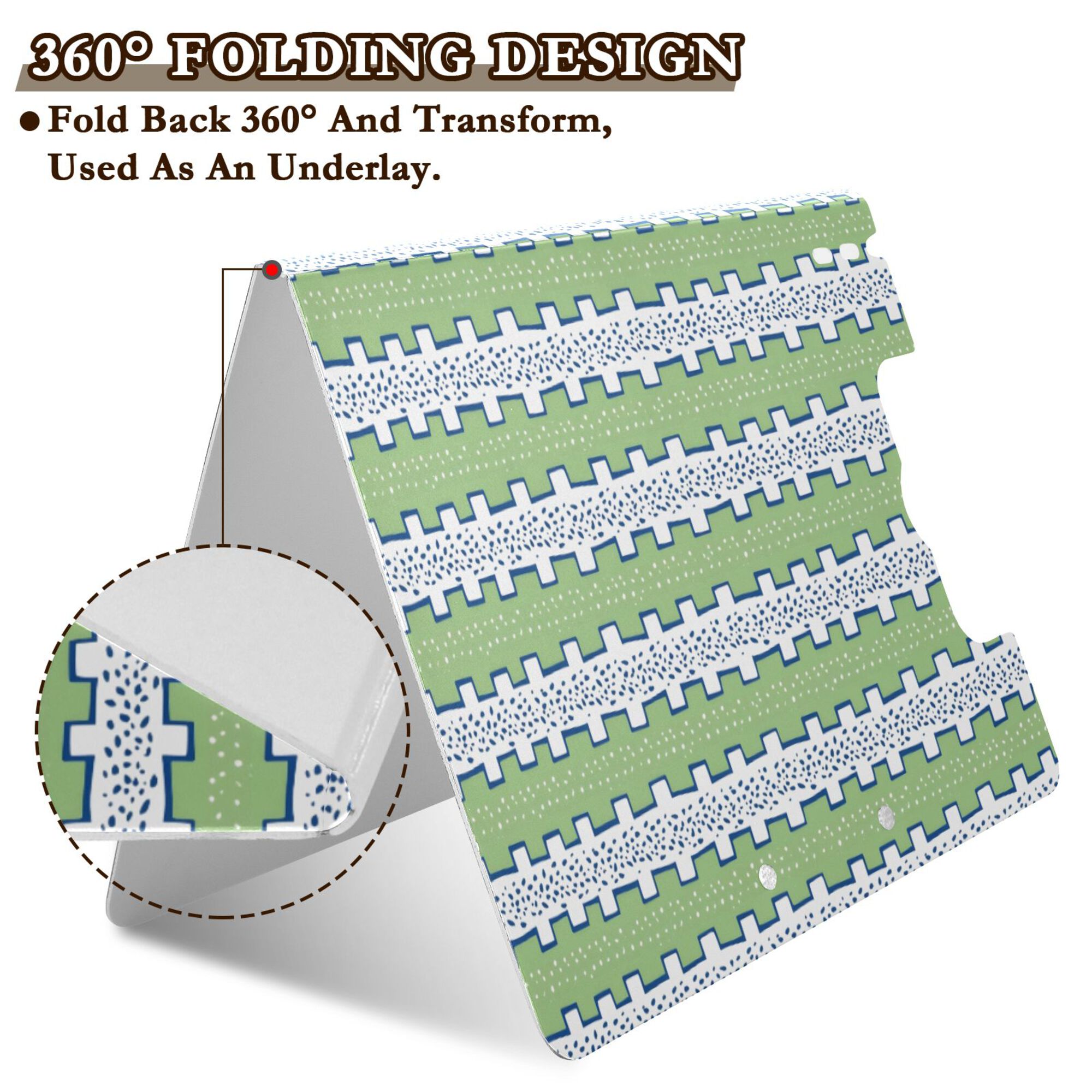 FORMRS A4 Clipboard Folder with Pen Holder Horizontal Foldable School Office Binder, Green Stripe Pattern
