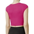 thumbnail image 3 of J. METHOD Women's Short Sleeve Scoop Neck Crop Top Solid Basic Casual Cropped T Shirts NEWT18 Fuchsia S, 3 of 6