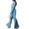 thumbnail image 4 of VISgogo Mujeres Manga Larga Tops + Pantalones, Color Sólido Estilo Casual Versión Suelta Ropa De Primavera VISgogo moda, 4 of 9