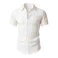 thumbnail image 3 of Paiwinds Men's Short Sleeve Button Down Shirt Casual Summer Geometric Jacquard Woven Dress Shirt with Turndown Collar, 3 of 9