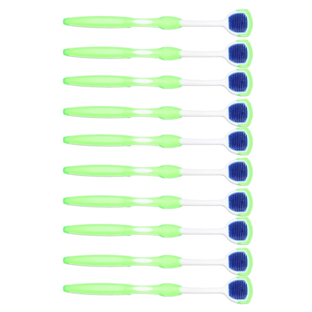 10 raspadores de lengua de silicona, diseño ergonómico, para refrescar el aliento, elimina la placa dental y limpia la lengua y la boca, color verde.
