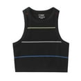 thumbnail image 4 of Elvqul Under $5 Tank Tops Women Black Workout Stripe Print Pullover Comfortable Sleeveless Gym Round Neck Tops, 4 of 5