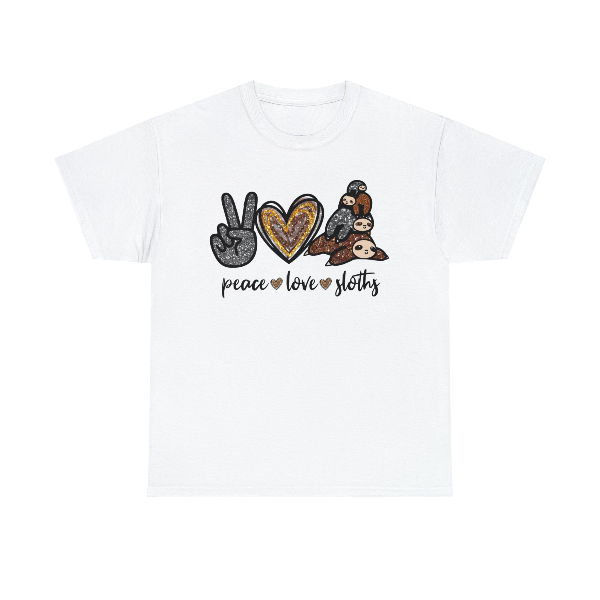Peace Love Sloths Short Sleeve Unisex Heavy Cotton Graphic Tee
