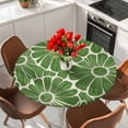 thumbnail image 2 of Round Table Cover 36-44 Inch Green Spring Floral Waterproof Reusable Table Cloth Round Fitted Vinyl Tablecloth with Elastic Edged for Parties Outdoors, Pastoral Flower Abstract Art, 2 of 9