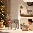 thumbnail image 7 of Glitter Christmas Reindeer Figurine, Golden Sparkly Standing Deer Statue with Red Scarf, Tabletop Holiday Ornament for Mantel Shelf Window Home Xmas Decor, 7 of 7