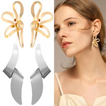 DESIGNICE 2 Pairs Statement Earrings for Women,Metal Plated Lava Folds Drop Earrings,Statement Earrings Gift Sentiment,Style2