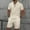 Beige, variant on YHAJDS Men's Shirt and Shorts Set Solid Relaxed Pocket Drawstring Shorts Zip Polo Short Sleeve