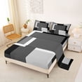 thumbnail image 2 of Castle Fairy Mid Century Mosaic Rectangle Queen Sheets 4 Pieces,Minimalism Geometric Queen Sheet Sets,Charcoal Gray White,1 Flat Sheet, 1 Fitted Sheet and 2 Pillowcases, 2 of 7
