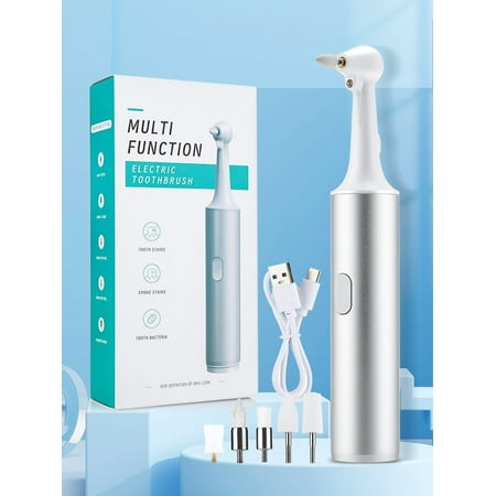 Tooth Polisher Rechargeable Tooth Whitening Kit for Teeth Cleaning Dental Polisher and Plaque Remover Teeth Polisher with 5 Brush Heads LED Light Personal Dental Care Kit for Adults Tooth Polisher Rechargeable Tooth Whitening Kit for Teeth Cleaning Dental Polisher and Plaque Remover Teeth Polisher with 5 Brush Heads LED Light Personal Dental Care Kit for Adults