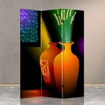 Double Sided Canvas Screen Room Divider - Vases