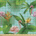 thumbnail image 2 of Ambesonne Tropical Fabric by the Yard Upholstery, Dots Flamingos and Leaves, 1 Yard, Multicolor, 2 of 5