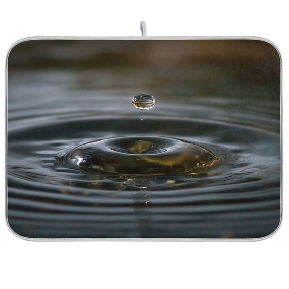 Iauyy Dish Drying Mat for Kitchen Counter, Super Absorbent & Hanging 16x18 / 18x24 Inch (S/M) Serene Pond