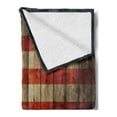 thumbnail image 2 of USA Soft Flannel Fleece Blanket, Fourth of July Independence Day Painted Old Wooden Rustic Background Patriot, Cozy Plush for Indoor and Outdoor Use, 70" x 90", Blue Red Pale Brown, by Ambesonne, 2 of 5