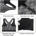 thumbnail image 3 of TOPTIE Zipper Front Closure Sports Bra, Racerback Seamless Workout bra Gym Sportswear (Grey 1), 3 of 6