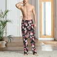 thumbnail image 5 of Uemuo Rose Flowers Pattern Men's Wide Leg Palazzo Lounge Pants with Pockets Light Weight Loose Comfy Casual Pajama Pants-Large, 5 of 9