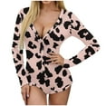 thumbnail image 6 of Brilliant Sleepwear for Women Plus Size Clearance Women’s Valentine's Day Pajamas Love Chrismas Print V-Neck Long Sleeve Sexy Bodysuit Sexy Lingerie Pajamas Romper, 6 of 6
