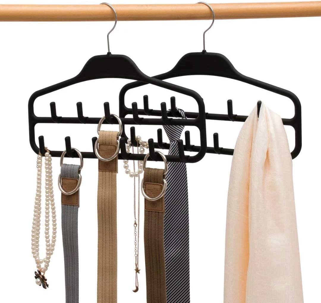 11 Hook Hanger Non Slip Hanging Tie Scarf Jewellery Belt Organiser Rack Hanger 