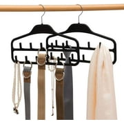 ORP Pro Belt Hanger Rack Holder 2 Pack, Sturdy Belt Organizer with 360 Degree Swivel, 11 Large Belt Hooks for Closet, Non Slip Rubberized Belt Storage, Black