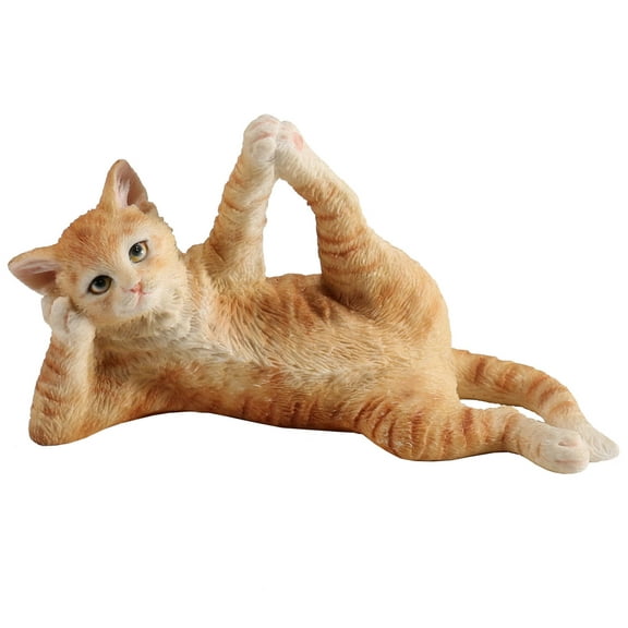 Veronese Design 2 3/4 Inch Orange Tabby Yoga Cat Sleeping Vishnu Pose Resin Animal Figurine