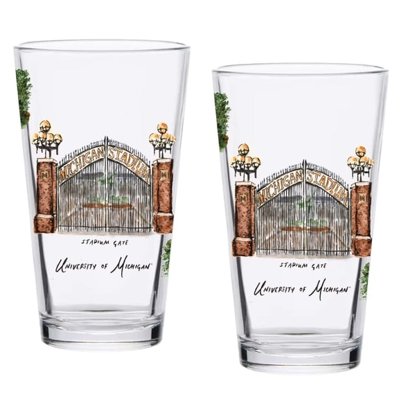 Michigan Wolverines 2-Pack 16oz.-Laura Wilcox University Pint Set