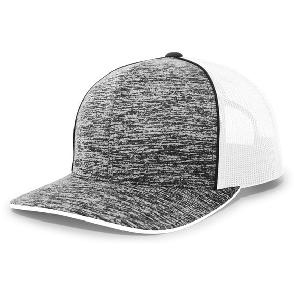 Pacific Headwear Adult Trucker Hat Black Heather/White/Black Heather Os