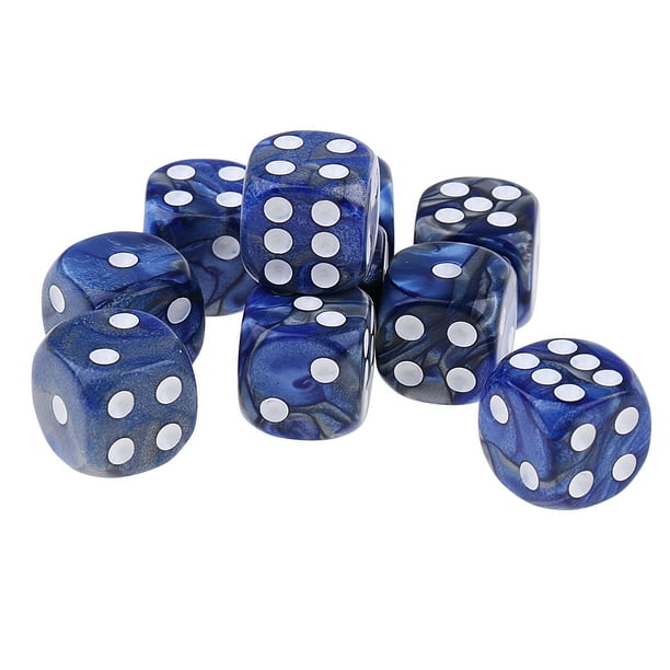 Juego de 10 dados de colores de 6 caras, transparentes, para juegos de cartas de mesa, 16 Plata azul